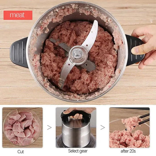 Electric Stainless Steel Food Chopper 3L Meat Mincer